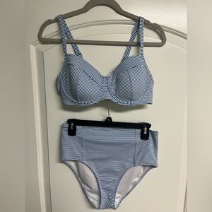 Lands End 3 piece bikini tankini set size 8 36C